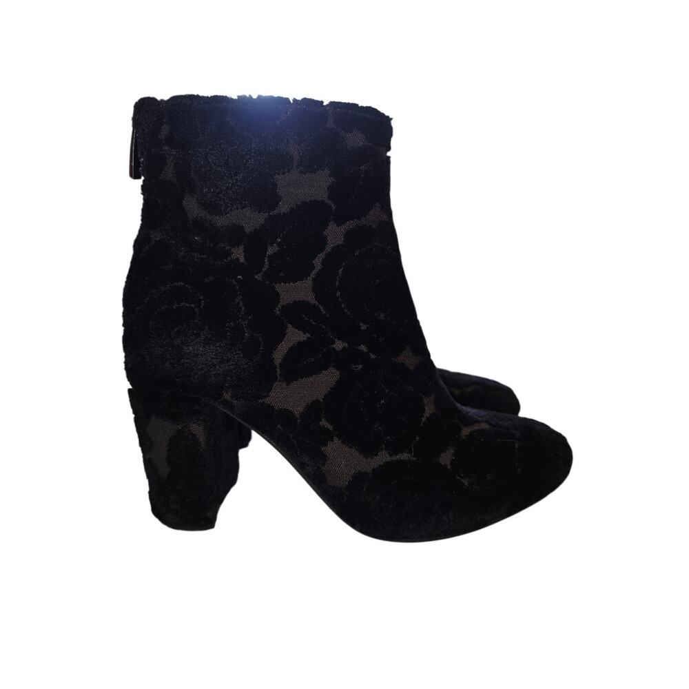 Sundance Elegant Ankle Boots Womens US 5.5 - 6 Black Velvet Burnout Floral Mesh